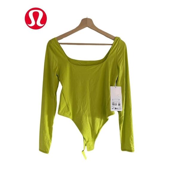 Wundermost Ultra-Soft Nulu Square-Neck Long-Sleeve Bodysuit | Lichen Lime - XS - Picture 3 of 13